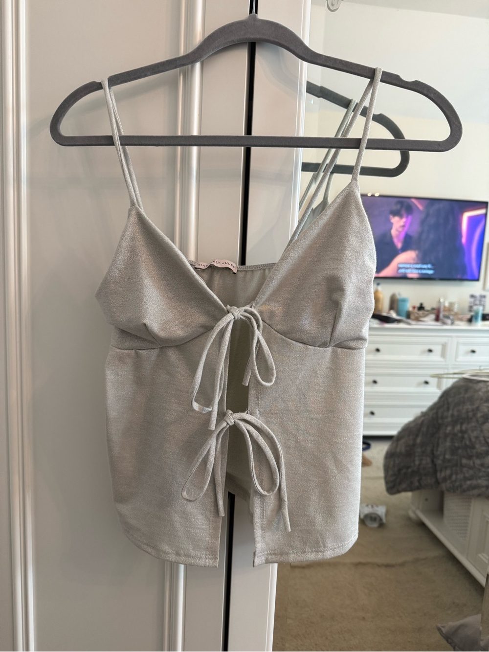 Sincerely Jules Silver Tie-Front Camisole
